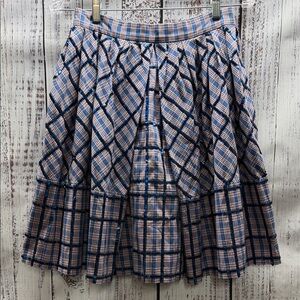 Marc By Marc Jacobs Blue and Pink Plaid Sequins A-Line Skirt Size 6